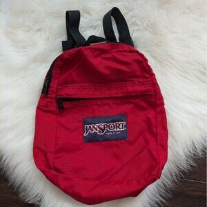 Vintage 90s Jansport Mini Backpack Day Pack Hiking Made in USA Red Black light